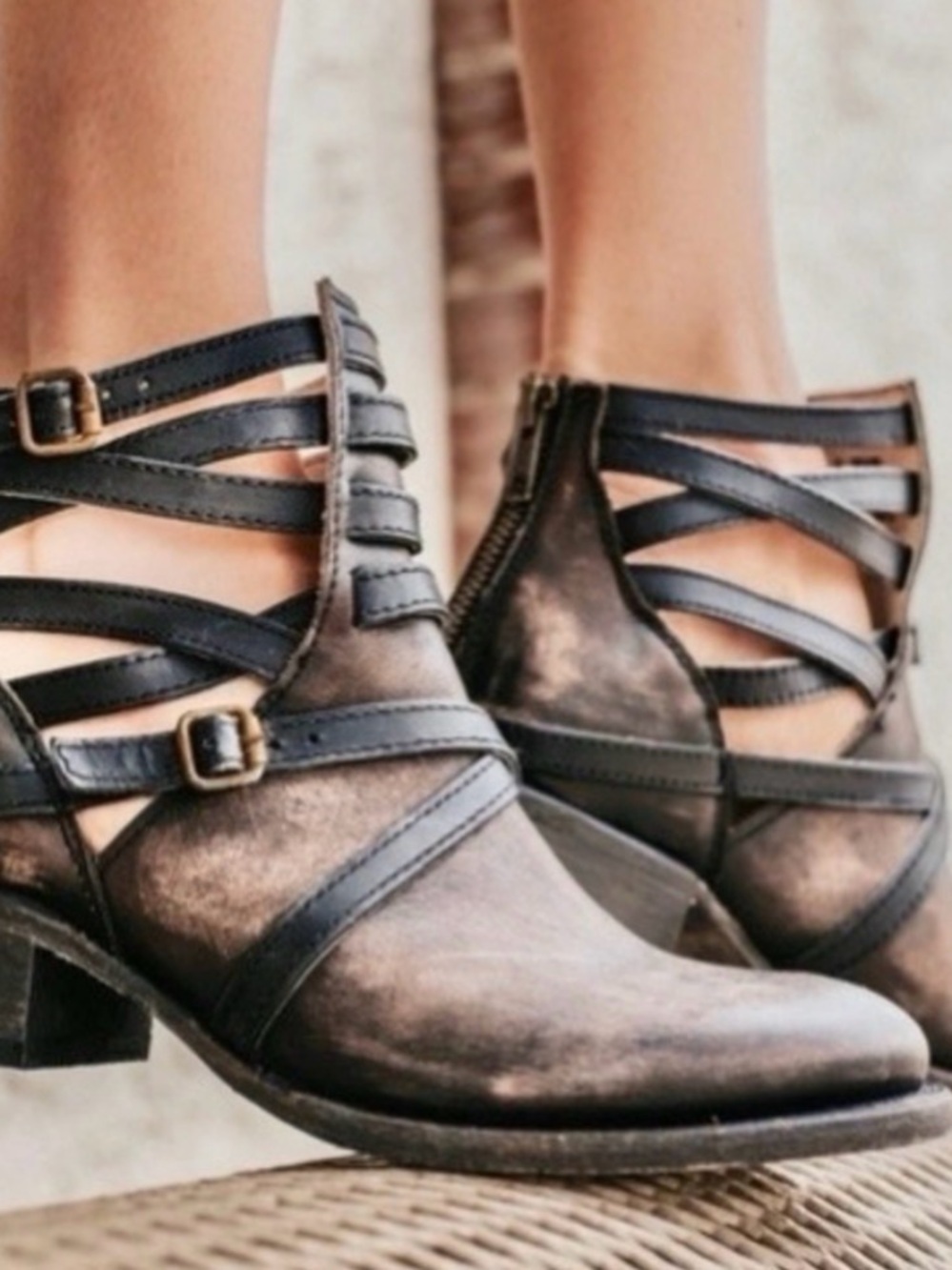 Women's Cutout Strap Ankle Booties Freebird by Steven Stair 8